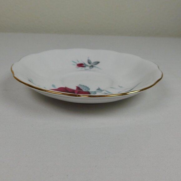 Royal Albert Sweet Romance Saucer ONLY Bone China Red Rose Gold Rim Replacement - Picture 5 of 7